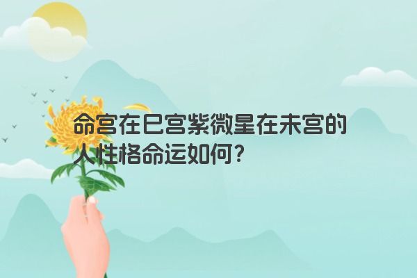命宫在巳宫紫微星在未宫的人性格命运如何？