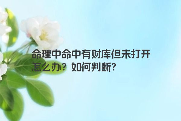 命理中命中有财库但未打开怎么办？如何判断？