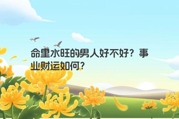 命里水旺的男人好不好？事业财运如何？