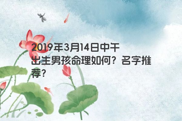 2019年3月14日中午出生男孩命理如何?名字推荐?