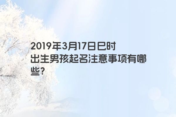 2019年3月17日巳时出生男孩起名注意事项有哪些？