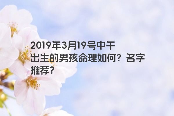 2019年3月19号中午出生的男孩命理如何？名字推荐？