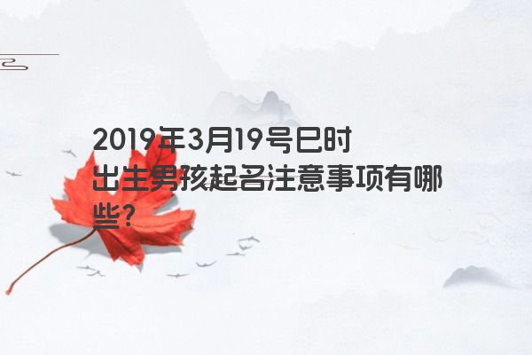 2019年3月19号巳时出生男孩起名注意事项有哪些？