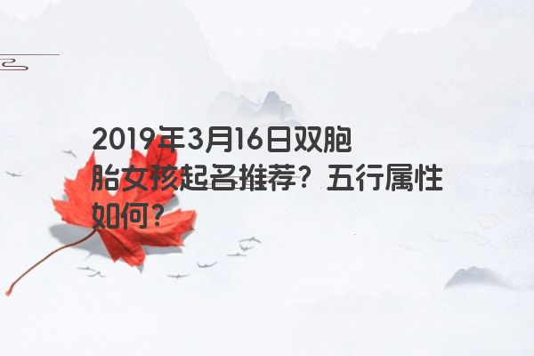 2019年3月16日双胞胎女孩起名推荐?五行属性如何?