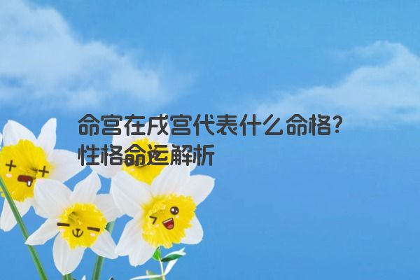 命宫在戌宫代表什么命格？性格命运解析