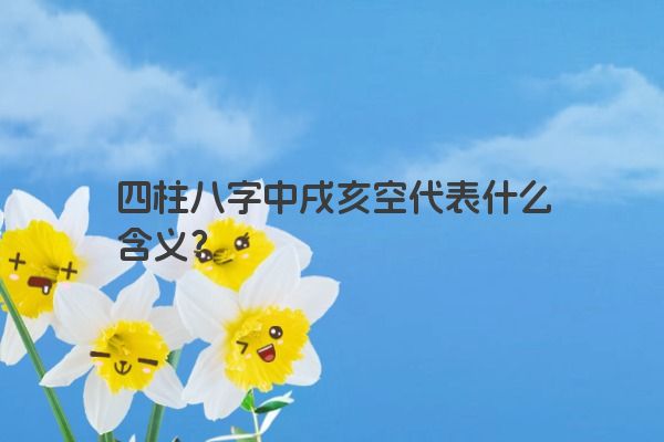 四柱八字中戌亥空代表什么含义？