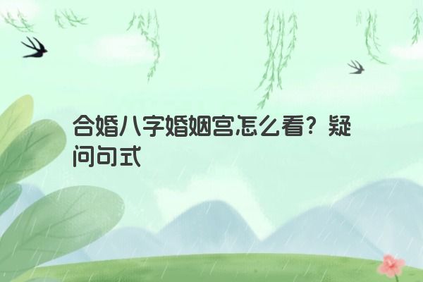 合婚八字婚姻宫怎么看？疑问句式