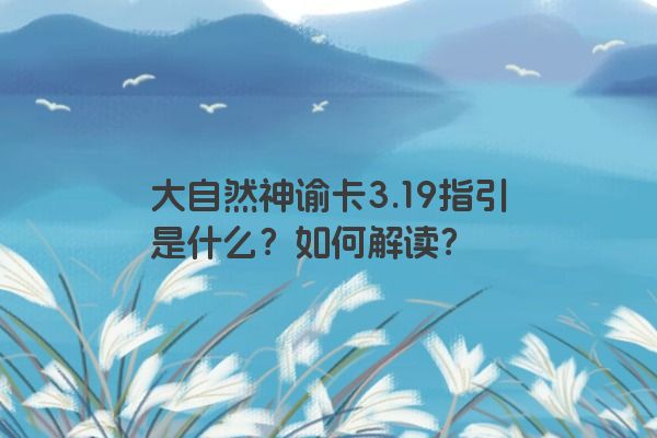 大自然神谕卡3.19指引是什么？如何解读？