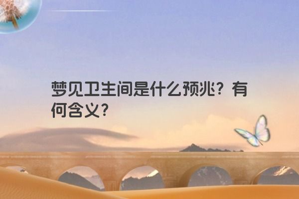 梦见卫生间是什么预兆？有何含义？