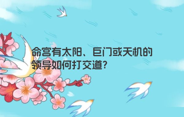 命宫有太阳、巨门或天机的领导如何打交道?