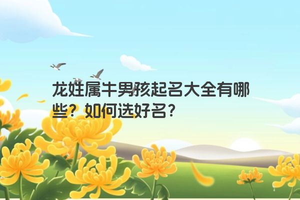 龙姓属牛男孩起名大全有哪些？如何选好名？