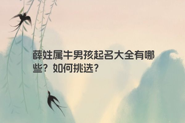 薛姓属牛男孩起名大全有哪些？如何挑选？