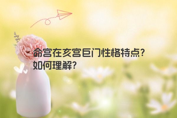 命宫在亥宫巨门性格特点？如何理解？