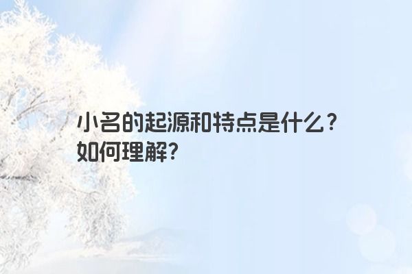 小名的起源和特点是什么？如何理解？