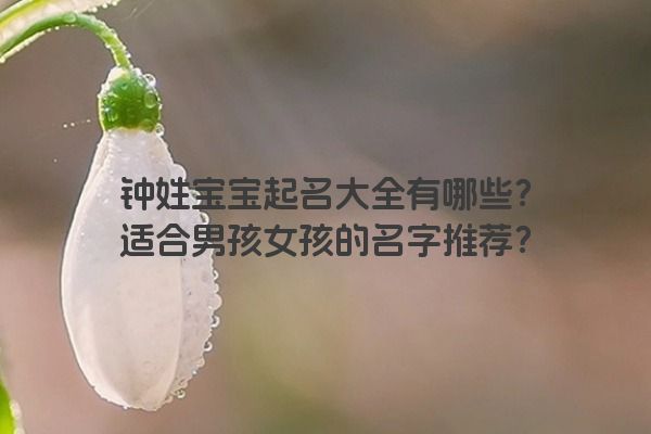 钟姓宝宝起名大全有哪些?适合男孩女孩的名字推荐?