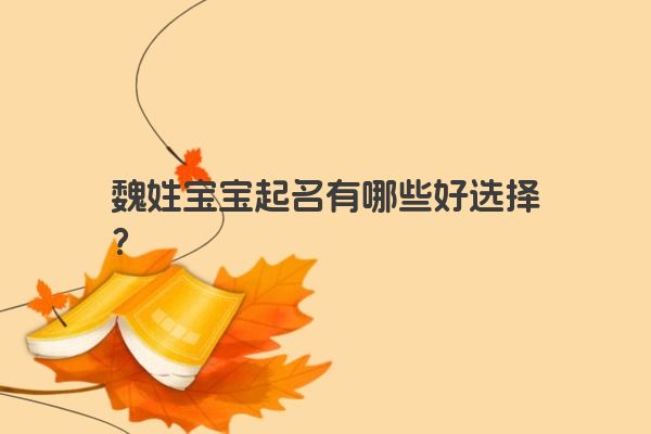 魏姓宝宝起名有哪些好选择？