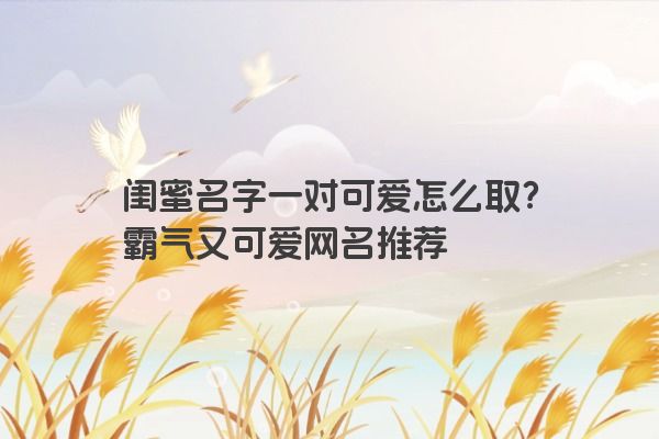 闺蜜名字一对可爱怎么取？霸气又可爱网名推荐