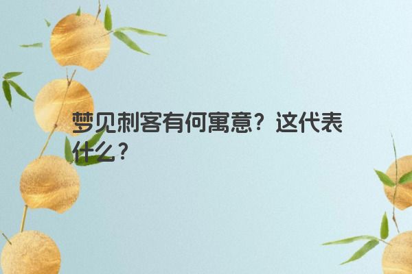 梦见刺客有何寓意?这代表什么?