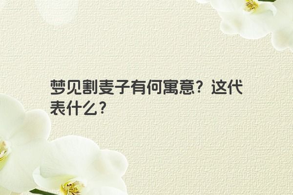 梦见割麦子有何寓意？这代表什么？