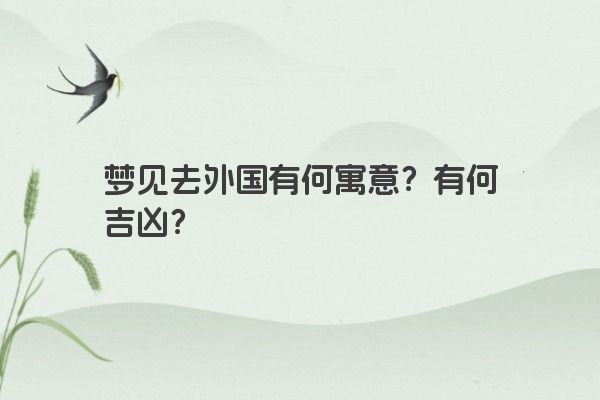 梦见去外国有何寓意？有何吉凶？
